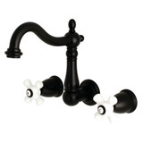 Kingston Brass KS1250PX Two Handle Wall Mount Bathroom Faucet, Matte Black